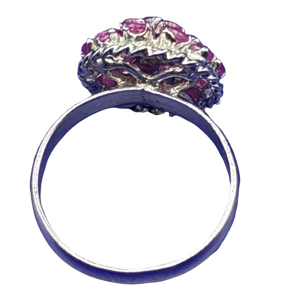 Elegant Pink Cluster Ring with 925 Sterling silver band size 8 - Picture 6 of 6